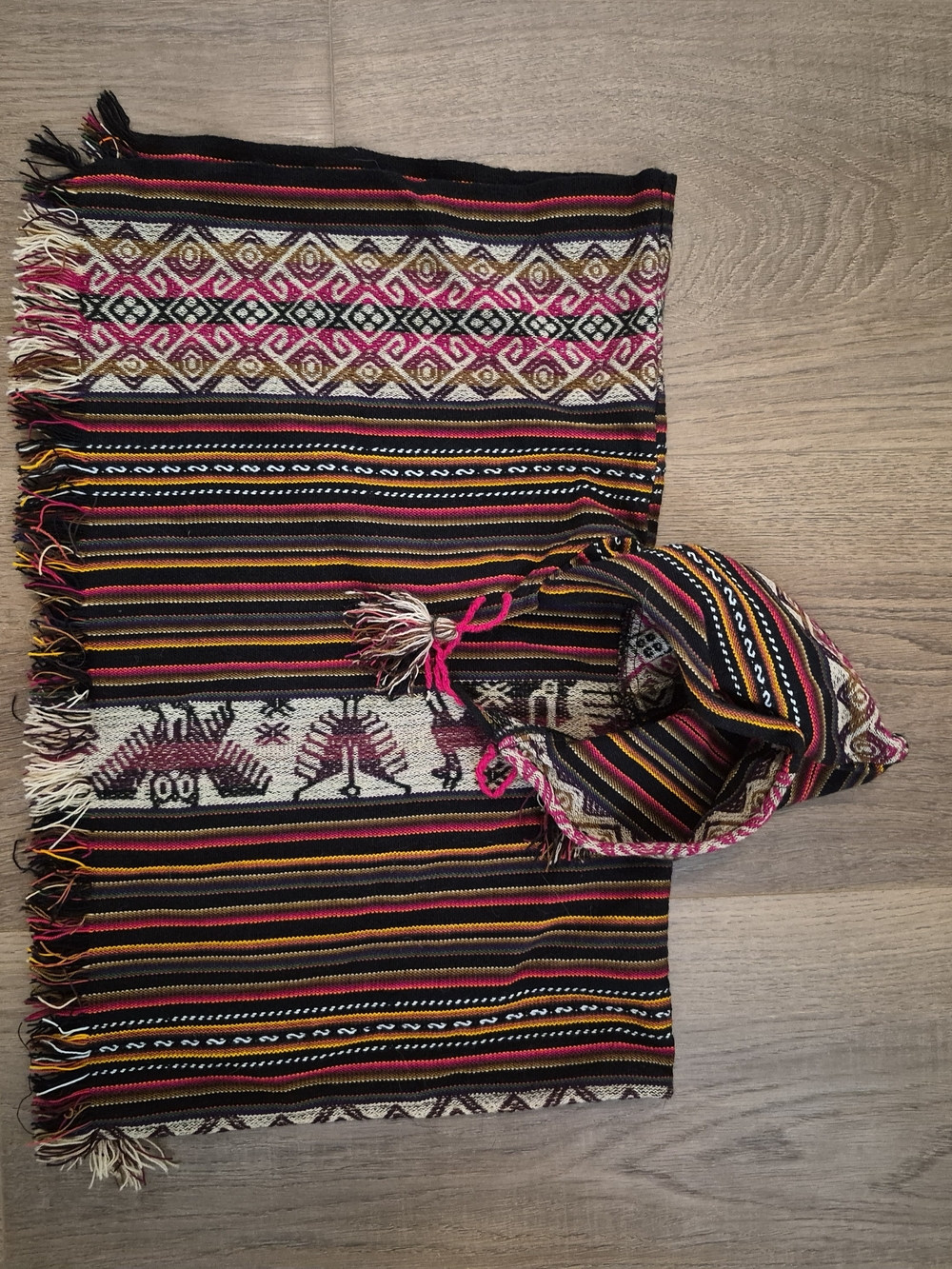 Baby Poncho From Peru Colorful with Fringe